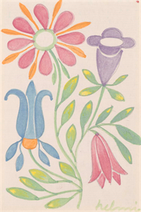 Image of Untitled [Purple flower postcard with written message]