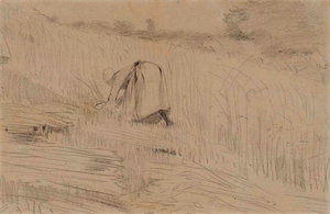 Image of Woman in Hayfield