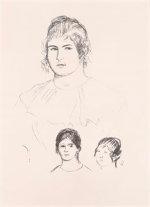 Image of Trois esquisses des visages (Three sketches of faces)