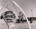 Image of Untitled [Church and whale bones, Barrow, Alaska]
