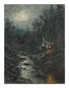 Image of Untitled [Moonlit landscape with river and cabin]